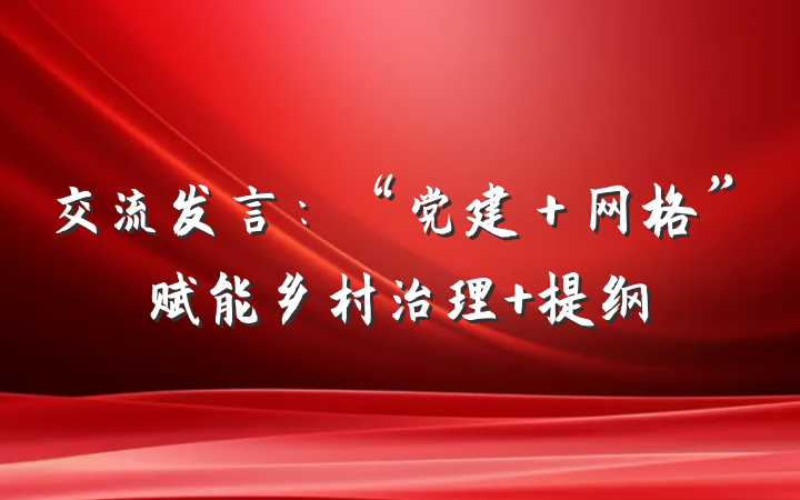 交流发言：“党建＋网格”赋能乡村治理 提纲