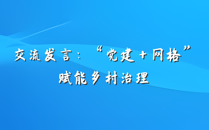 交流发言：“党建＋网格”赋能乡村治理