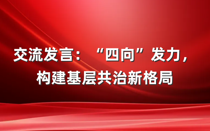 交流发言：“四向”发力，构建基层共治新格局