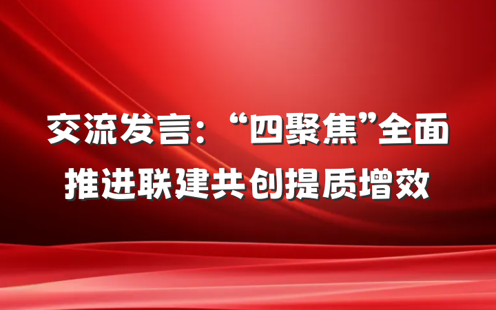 交流发言：“四聚焦”全面推进联建共创提质增效