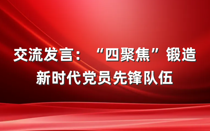 交流发言：“四聚焦”锻造新时代党员先锋队伍