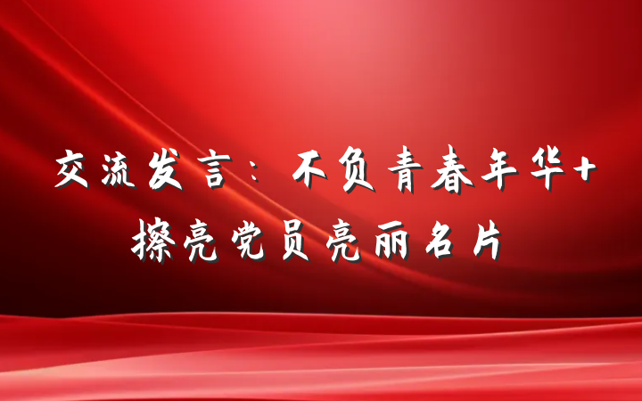 交流发言：不负青春年华 擦亮党员亮丽名片