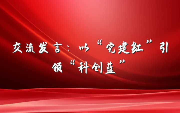 交流发言：以“党建红”引领“科创蓝”