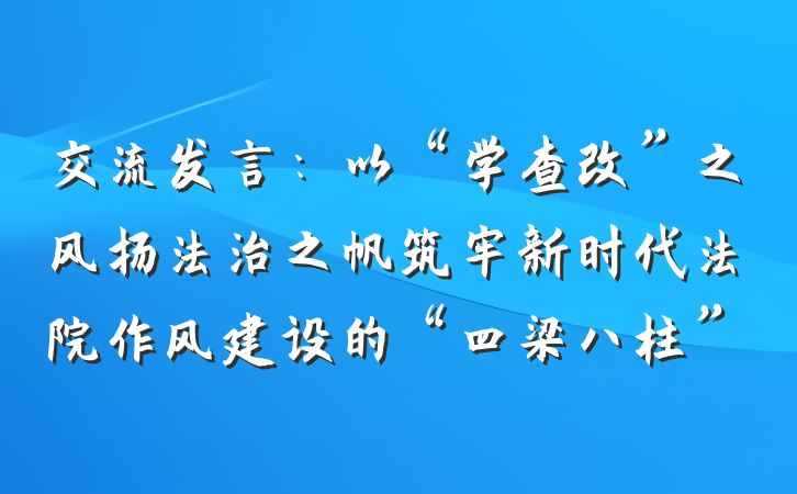 交流发言：以“学查改”之风扬法治之帆筑牢新时代法院作风建设的“四梁八柱”