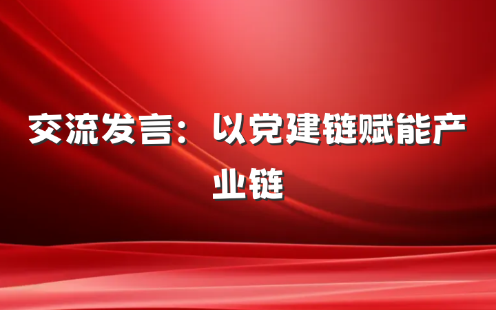 交流发言：以党建链赋能产业链