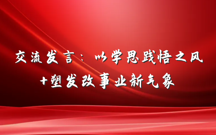 交流发言：以学思践悟之风 塑发改事业新气象