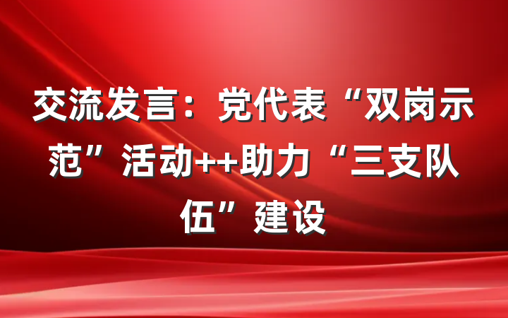 交流发言：党代表“双岗示范”活动  助力“三支队伍”建设