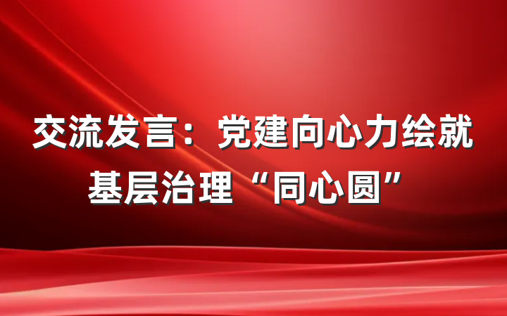 交流发言：党建向心力绘就基层治理“同心圆”