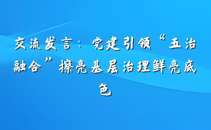 交流发言：党建引领“五治融合”擦亮基层治理鲜亮底色