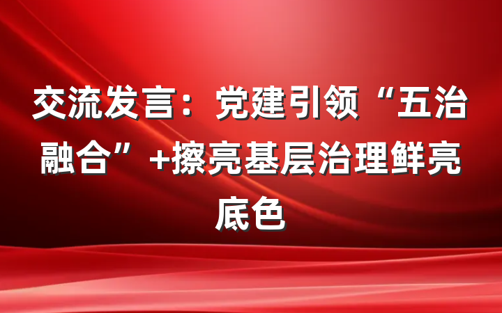 交流发言：党建引领“五治融合” 擦亮基层治理鲜亮底色