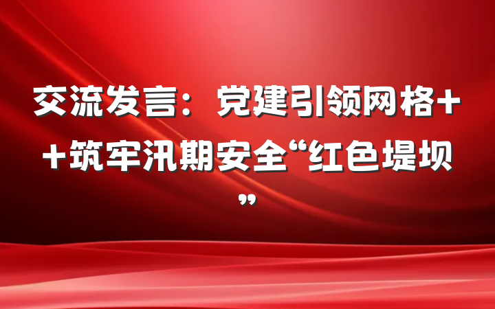 交流发言：党建引领网格+ 筑牢汛期安全“红色堤坝”