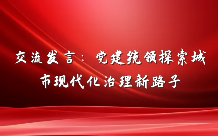 交流发言：党建统领探索城市现代化治理新路子
