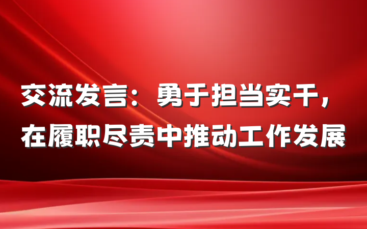 交流发言：勇于担当实干，在履职尽责中推动工作发展