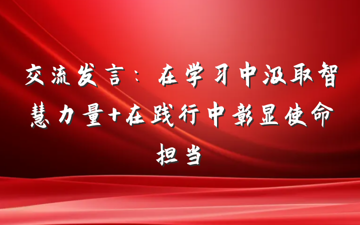 交流发言：在学习中汲取智慧力量 在践行中彰显使命担当