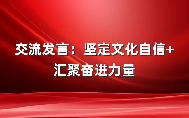 交流发言：坚定文化自信 汇聚奋进力量