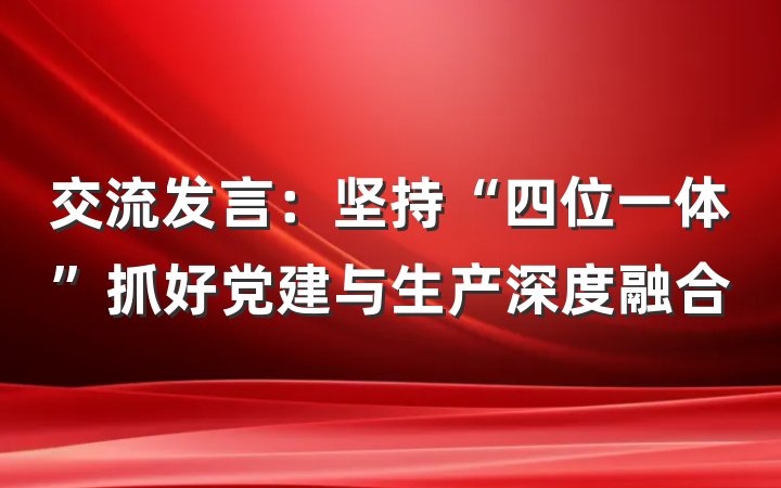 交流发言：坚持“四位一体”抓好党建与生产深度融合
