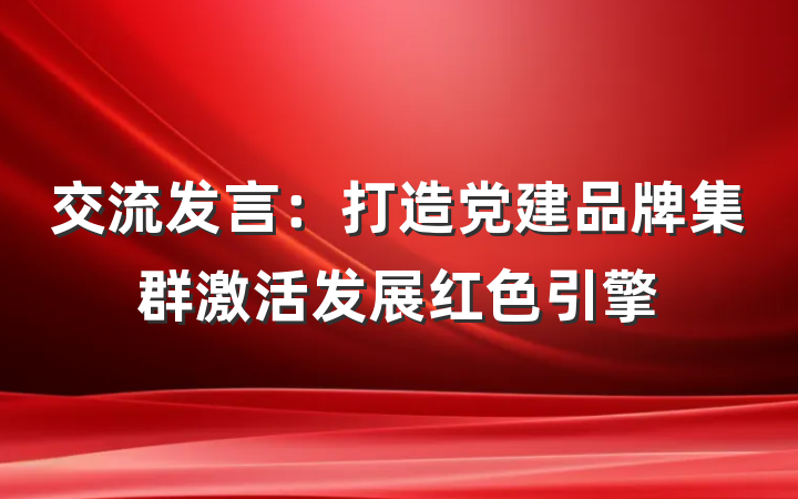 交流发言：打造党建品牌集群激活发展红色引擎