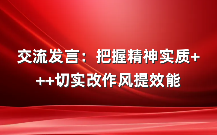 交流发言：把握精神实质   切实改作风提效能