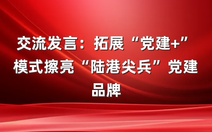 交流发言：拓展“党建+”模式擦亮“陆港尖兵”党建品牌