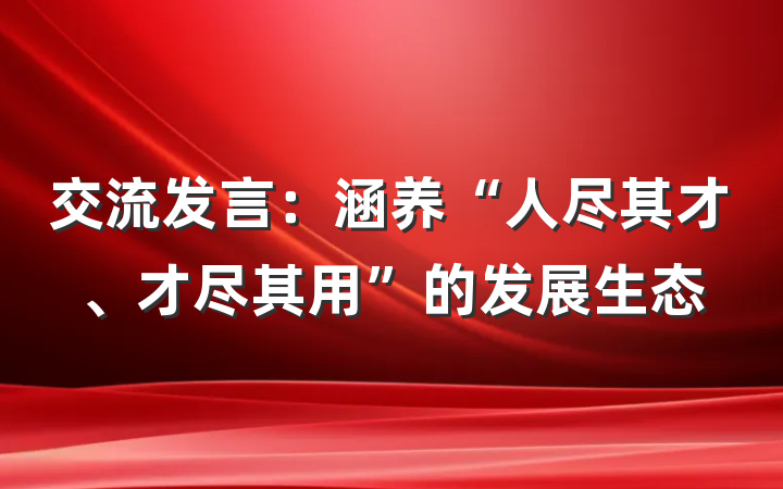 交流发言：涵养“人尽其才、才尽其用”的发展生态