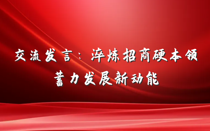 交流发言：淬炼招商硬本领蓄力发展新动能