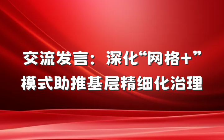 交流发言：深化“网格+”模式助推基层精细化治理
