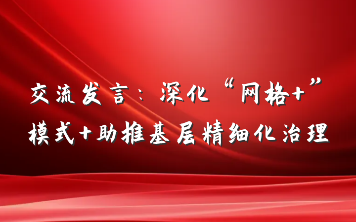 交流发言：深化“网格+”模式 助推基层精细化治理