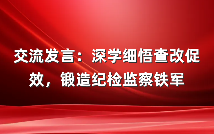 交流发言：深学细悟查改促效，锻造纪检监察铁军
