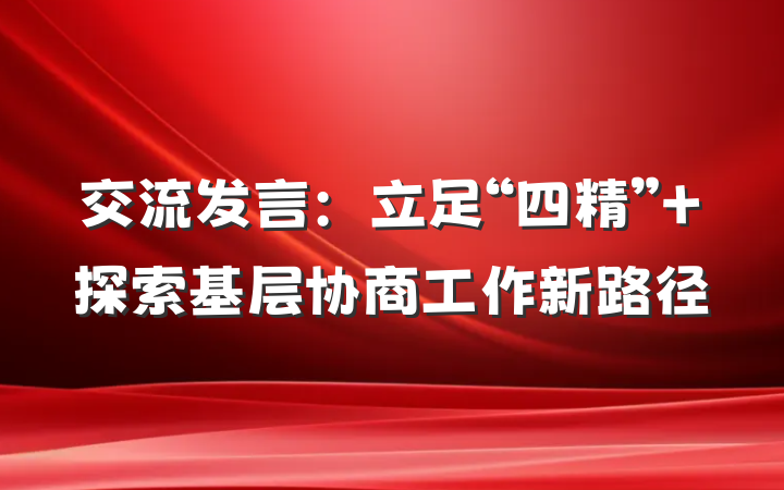 交流发言：立足“四精” 探索基层协商工作新路径