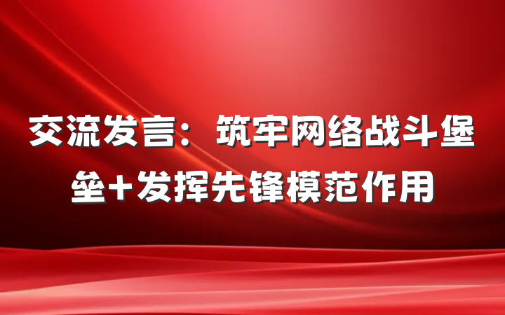 交流发言：筑牢网络战斗堡垒 发挥先锋模范作用