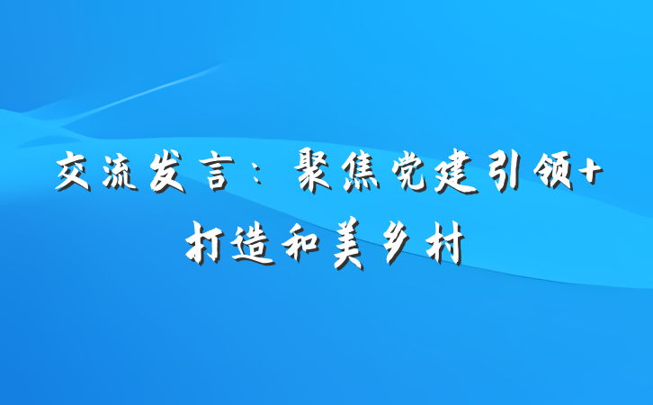 交流发言：聚焦党建引领 打造和美乡村