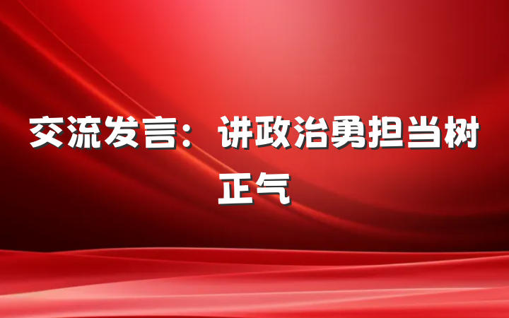 交流发言：讲政治勇担当树正气