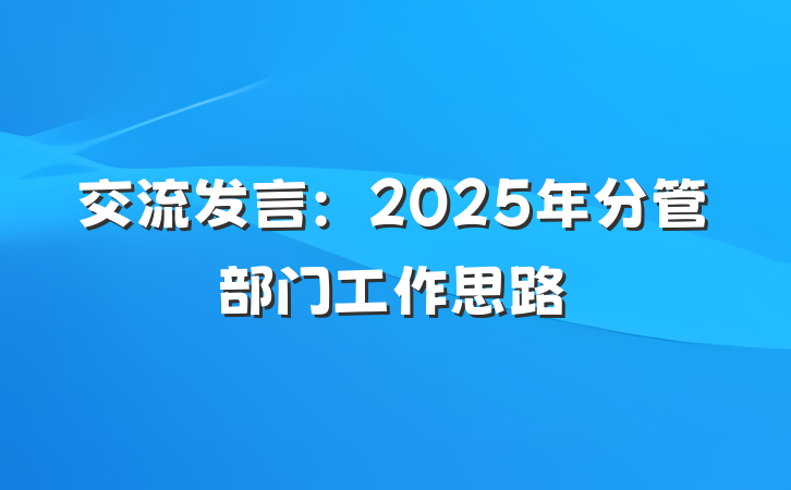 交流发言：2025年分管部门工作思路