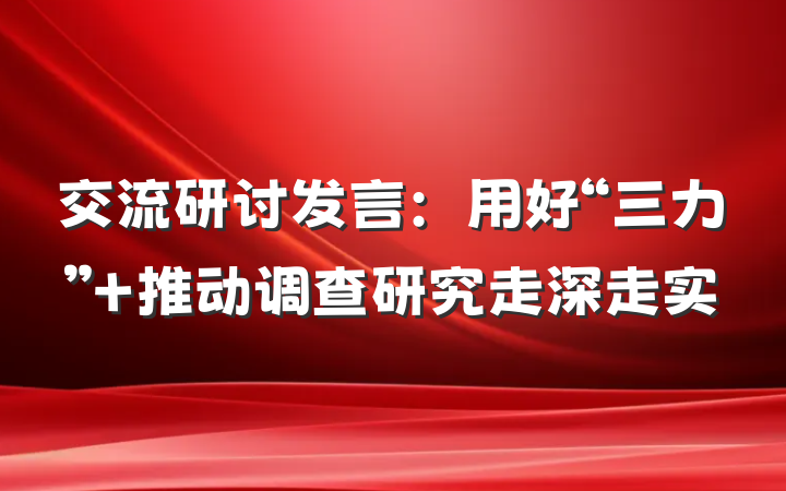 交流研讨发言：用好“三力”+推动调查研究走深走实