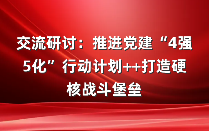 交流研讨：推进党建“4强5化”行动计划  打造硬核战斗堡垒