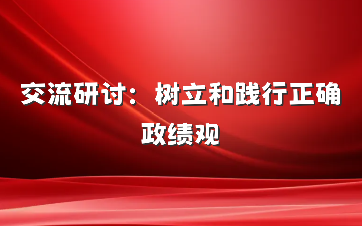 交流研讨：树立和践行正确政绩观
