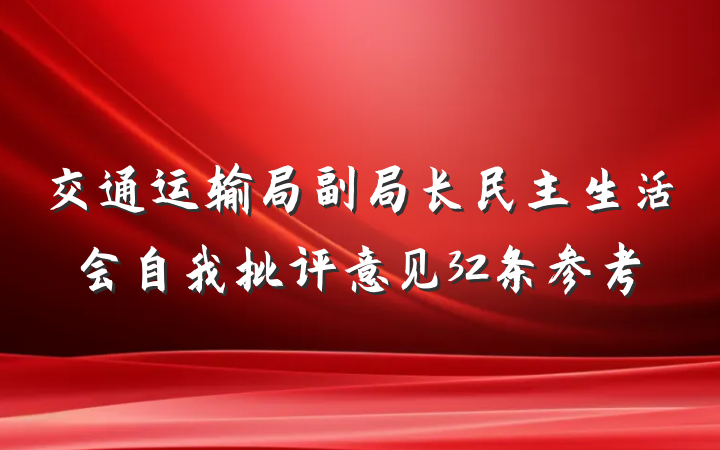 交通运输局副局长民主生活会自我批评意见32条参考
