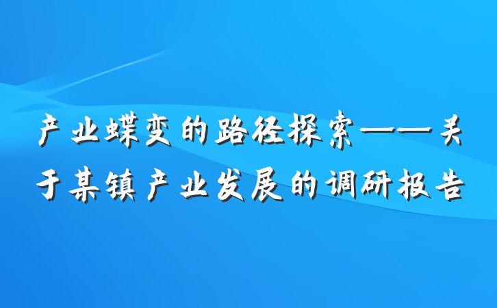 产业蝶变的路径探索——关于某镇产业发展的调研报告