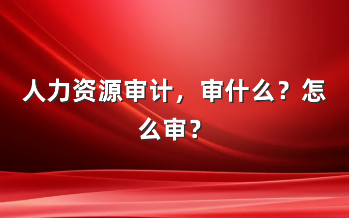 人力资源审计，审什么？怎么审？