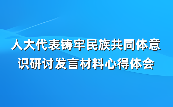 人大代表铸牢民族共同体意识研讨发言材料心得体会