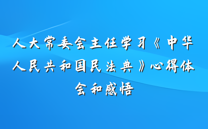人大常委会主任学习《中华人民共和国民法典》心得体会和感悟