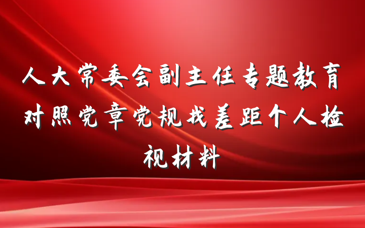 人大常委会副主任专题教育对照党章党规找差距个人检视材料