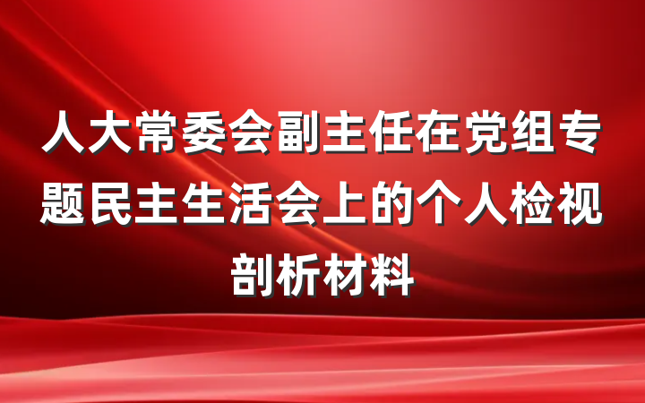 人大常委会副主任在党组专题民主生活会上的个人检视剖析材料