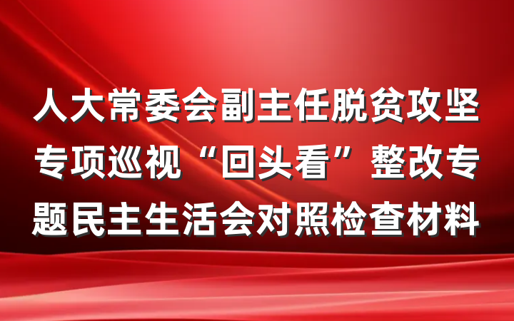 人大常委会副主任脱贫攻坚专项巡视“回头看”整改专题民主生活会对照检查材料