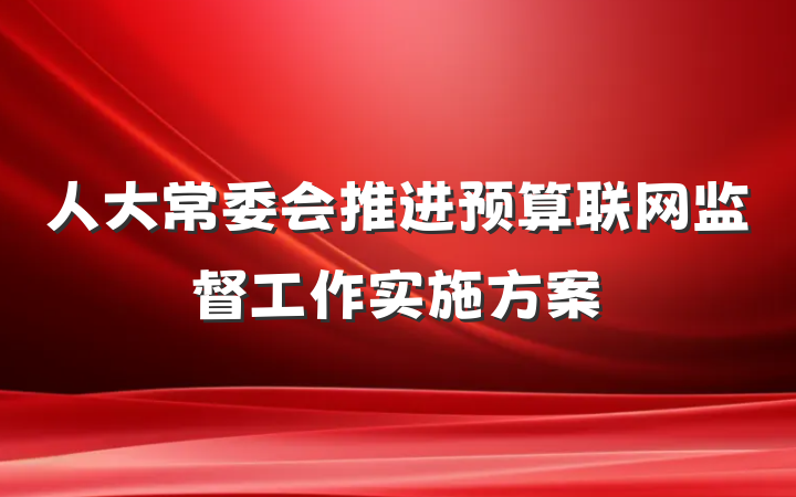 人大常委会推进预算联网监督工作实施方案