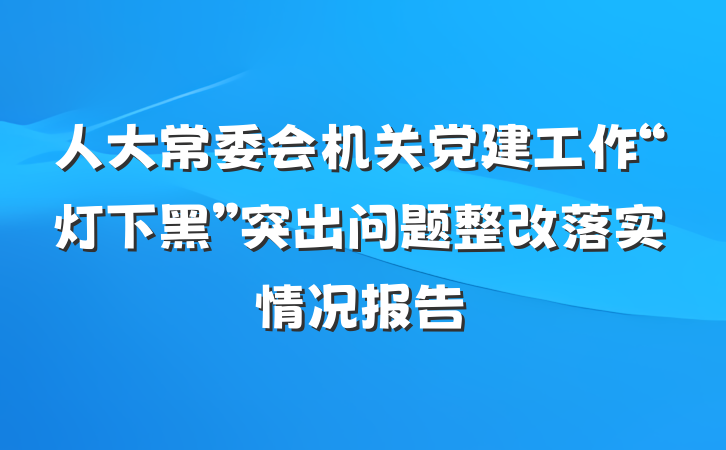 人大常委会机关党建工作“灯下黑”突出问题整改落实情况报告
