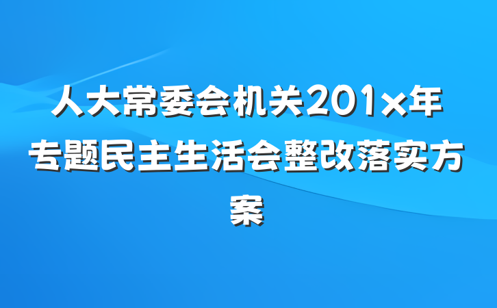 人大常委会机关201x年专题民主生活会整改落实方案