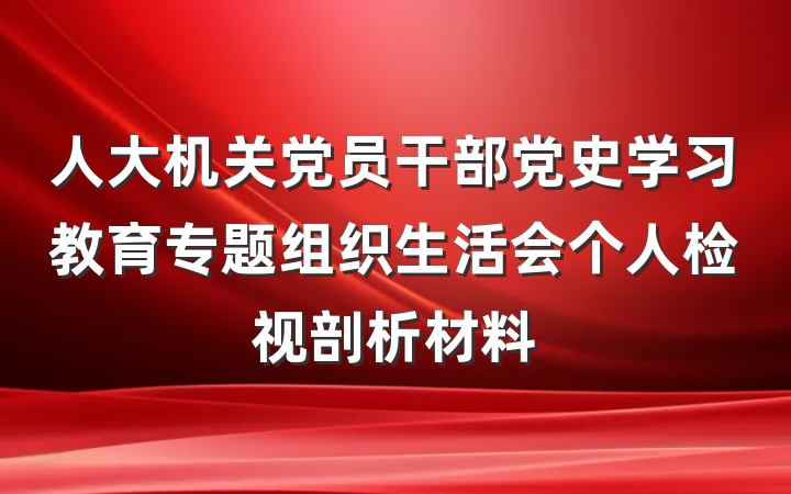 人大机关党员干部党史学习教育专题组织生活会个人检视剖析材料
