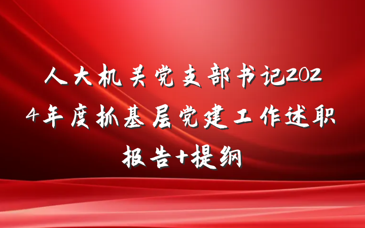 人大机关党支部书记2024年度抓基层党建工作述职报告 提纲
