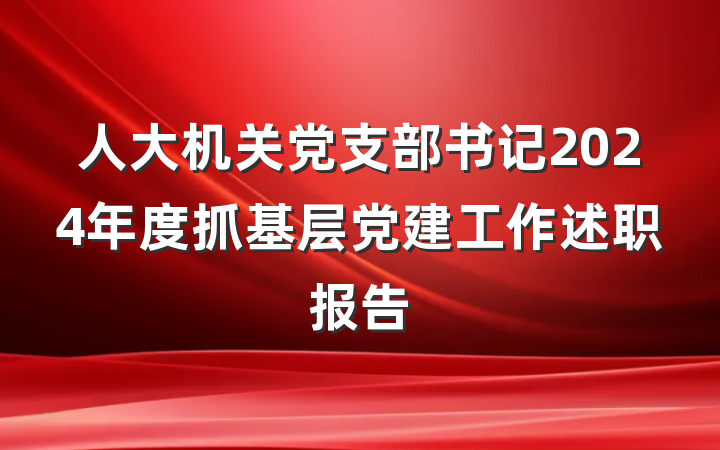 人大机关党支部书记2024年度抓基层党建工作述职报告